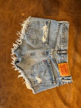 Levi's Light Blue Distressed Denim Cutoff Shorts